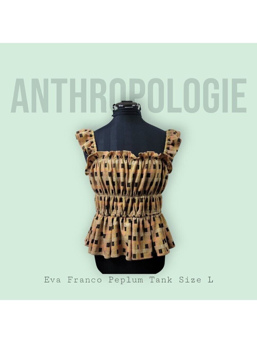 Anthropologie Eva Franco Smocked Peplum Top Size L